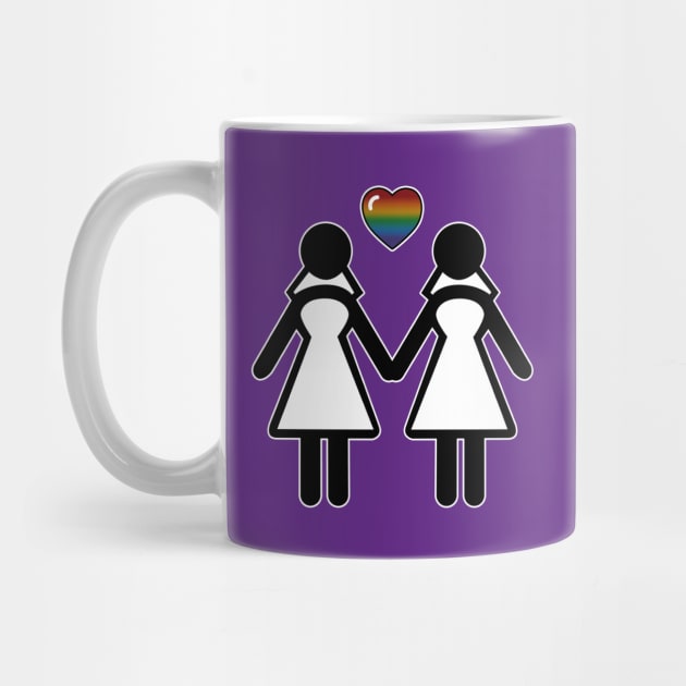 Lesbian Silhouette Brides with Rainbow Colored Pride Heart by LiveLoudGraphics